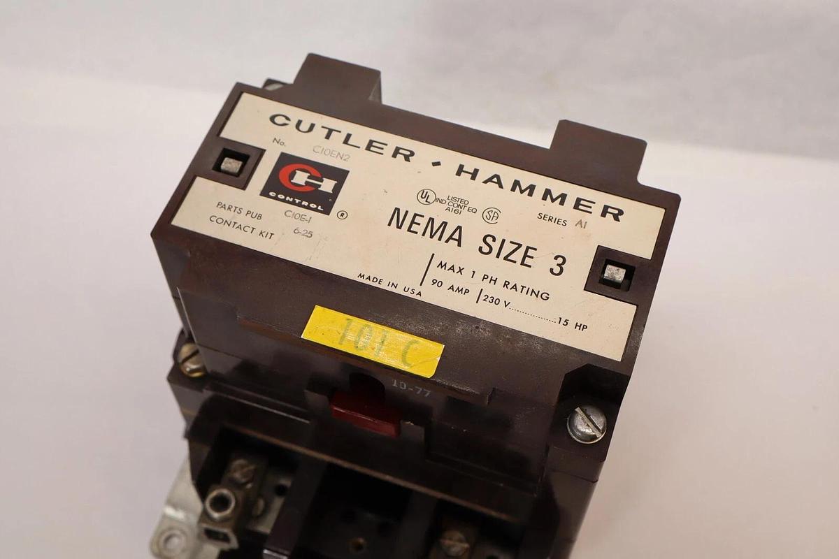 Used CUTLER HAMMER C10EN2 Series A1 Nema Size Sz 3 110/120V Coil  Contactor