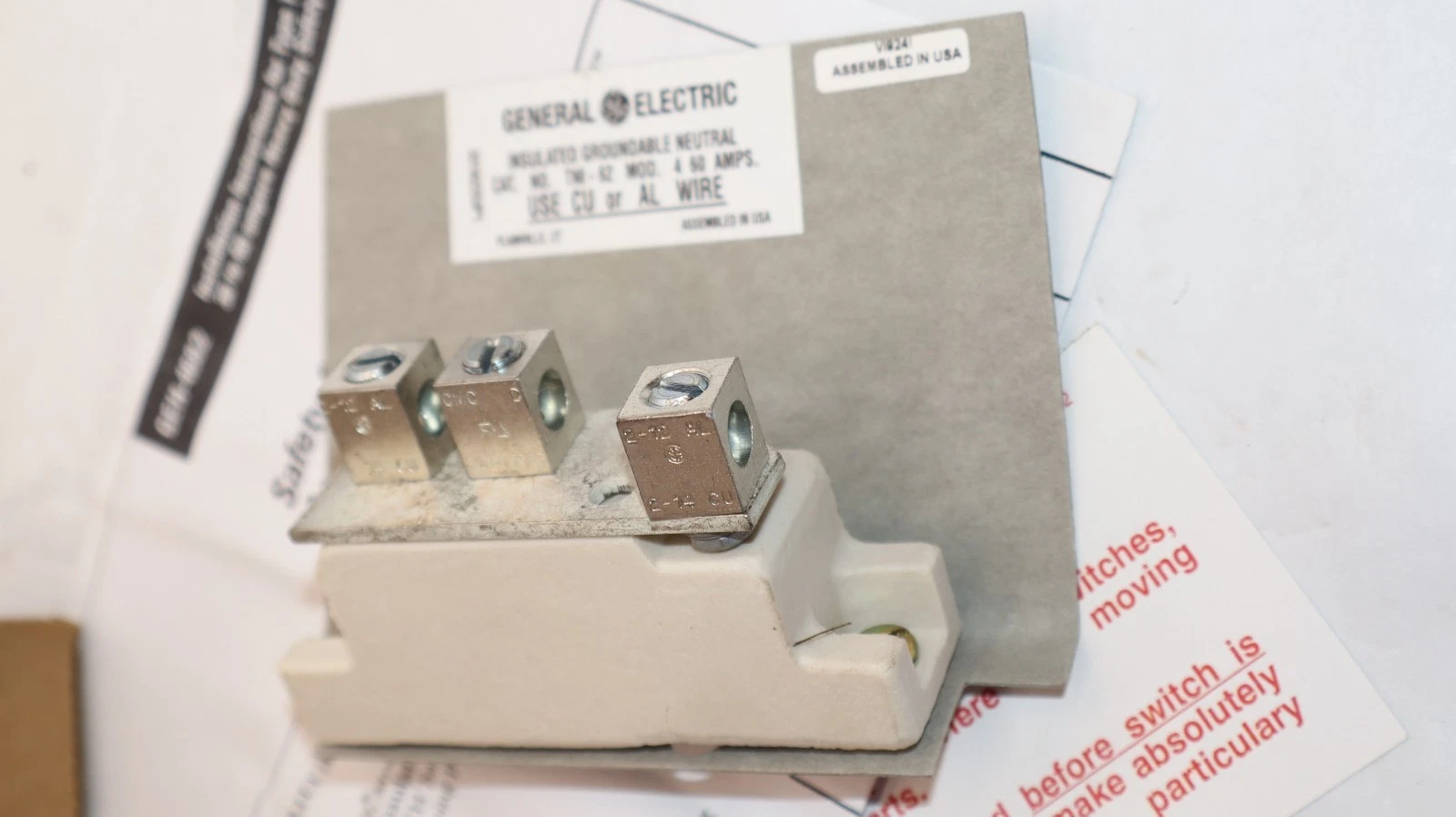 GE Insulated Groundable Neutral TNI62 600VAC 250DC 60Amp (Lot of 3)