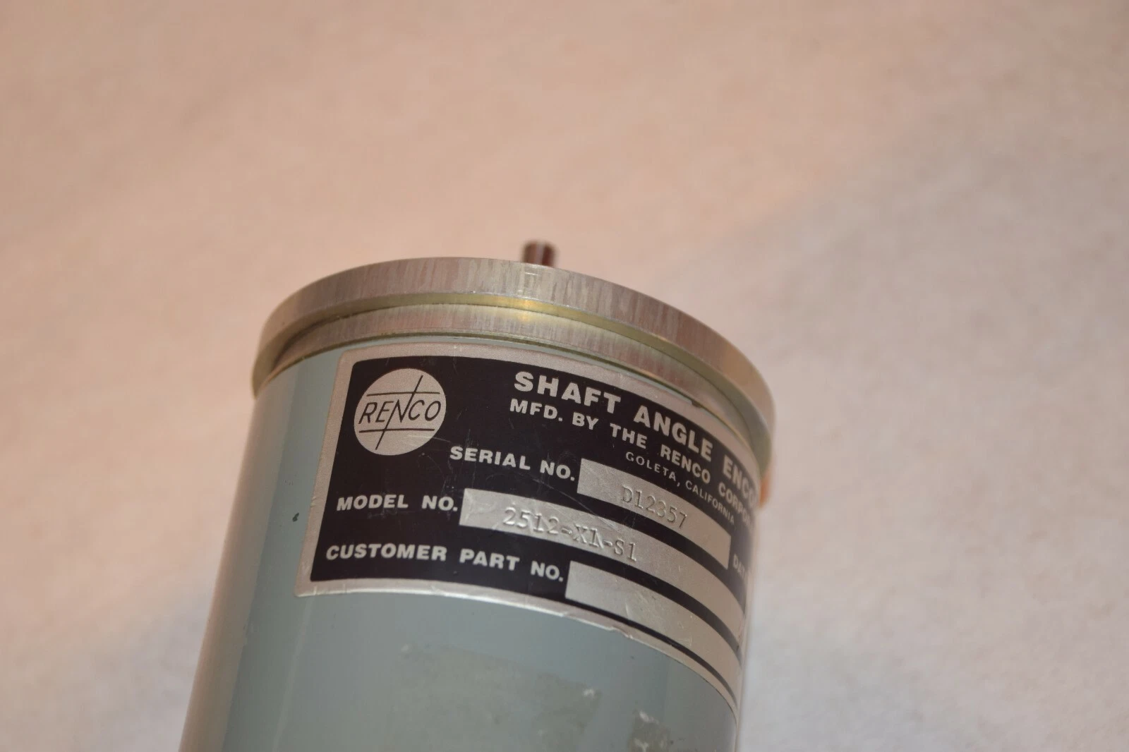 Used RENCO SHAFT ANGLE ENCODER 2512-X1-S1 2512X1S1 D12357