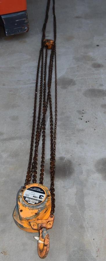 Used HARRINGTON CF030 3-Ton 3 Ton 3T Manual Overhead Chain Hoist (20' Chain Drop)