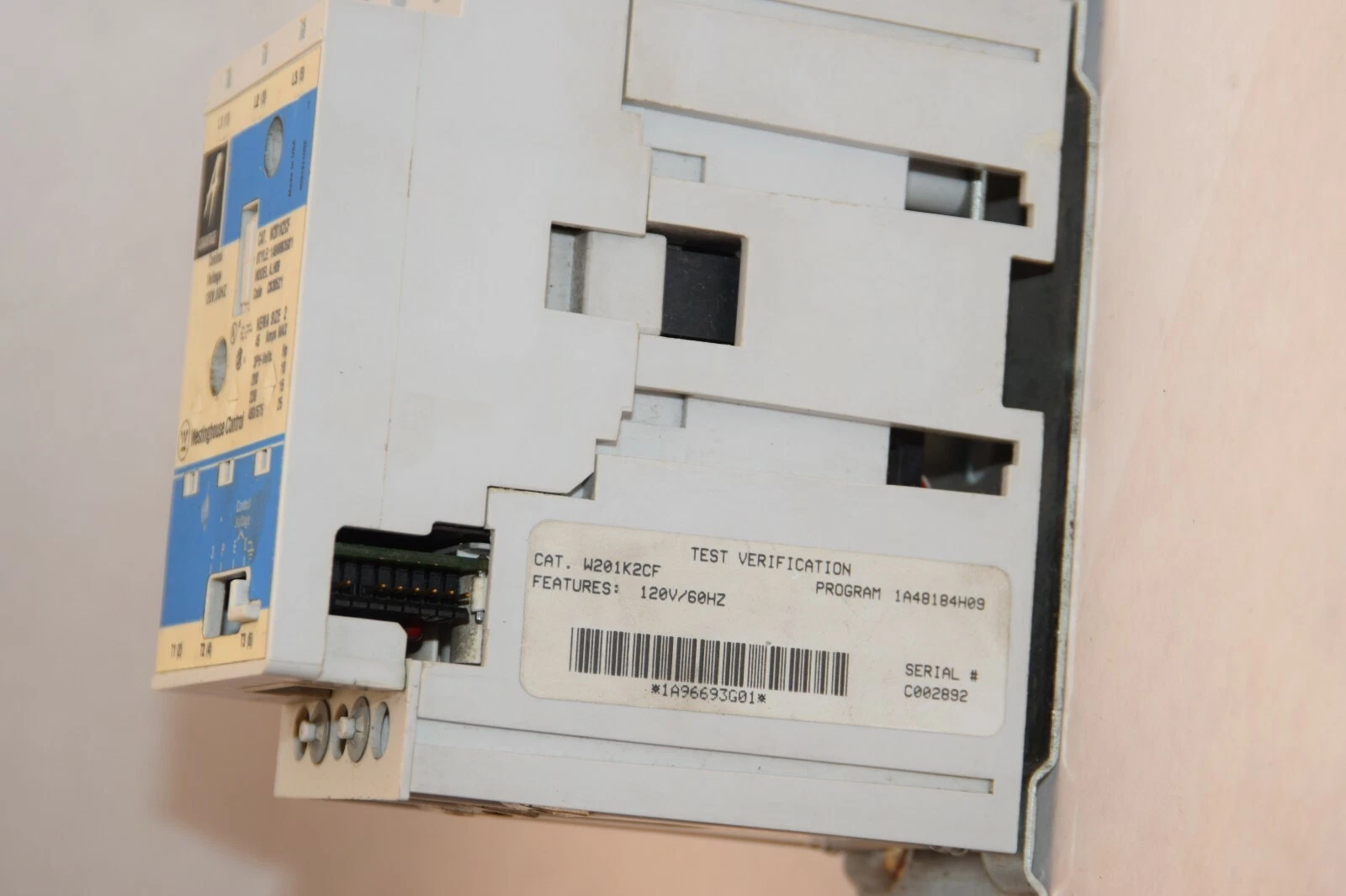 Used WESTINGHOUSE W201K2CF 1A96693G01 A.H09 C930521 Size 2 45A 120V Coil Contactor