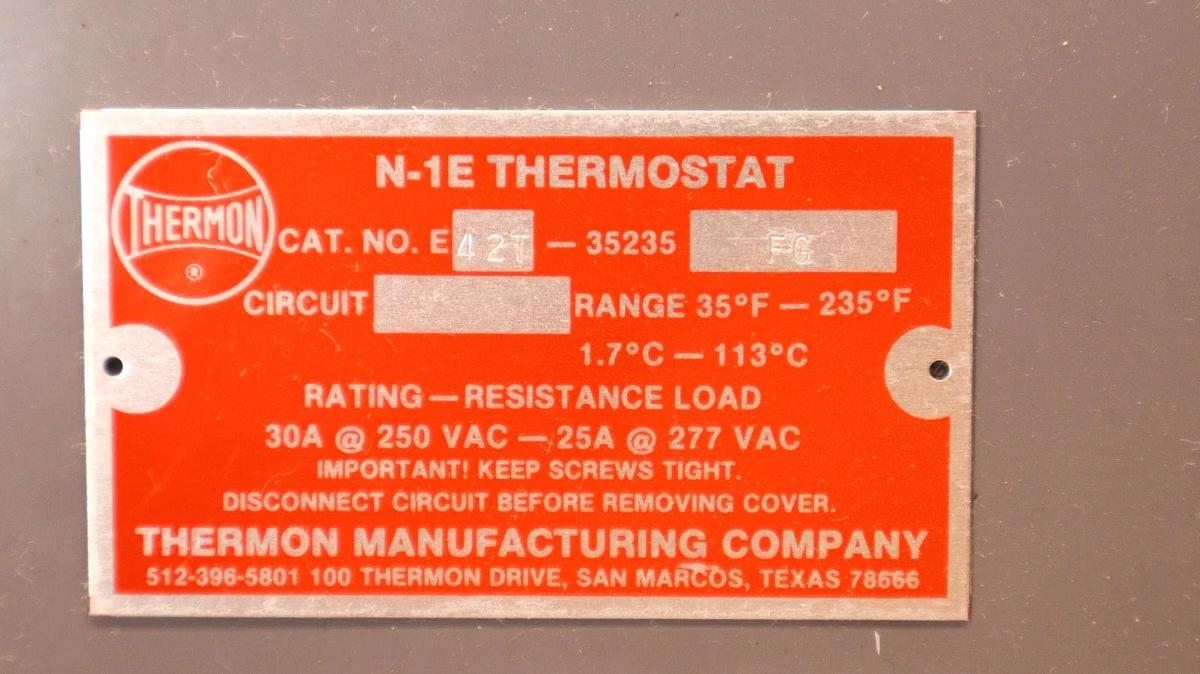 Thermon E42T-35235FG 35°F-235°F N-1E Thermostat (New)