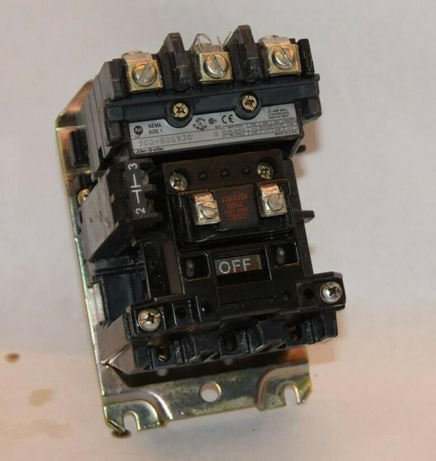Used ALLEN BRADLEY 500-B0S930 Series B Size 1 3-5P 1PH 110-115V 50Hz Coil Contactor