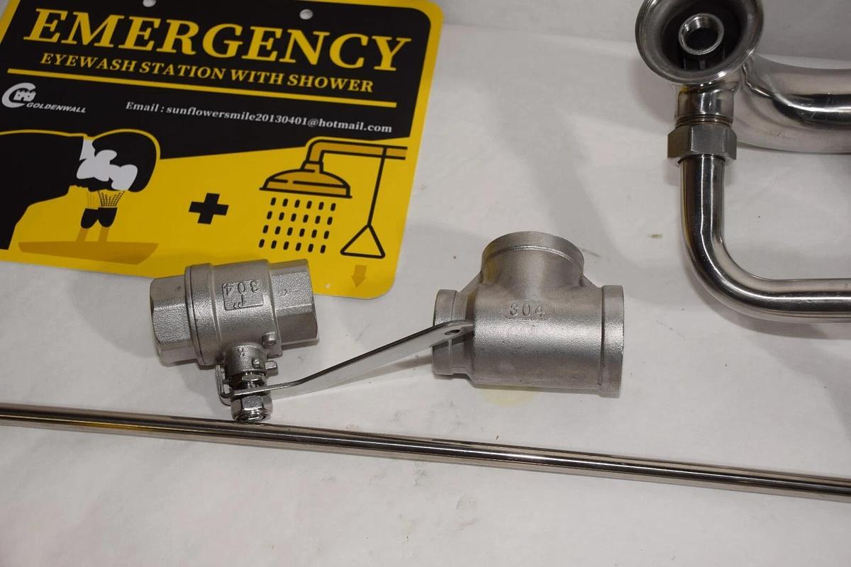 Cgoldenwall Emergency Safety Eye Wash Station w/ Shower Combination s/s (NEW)