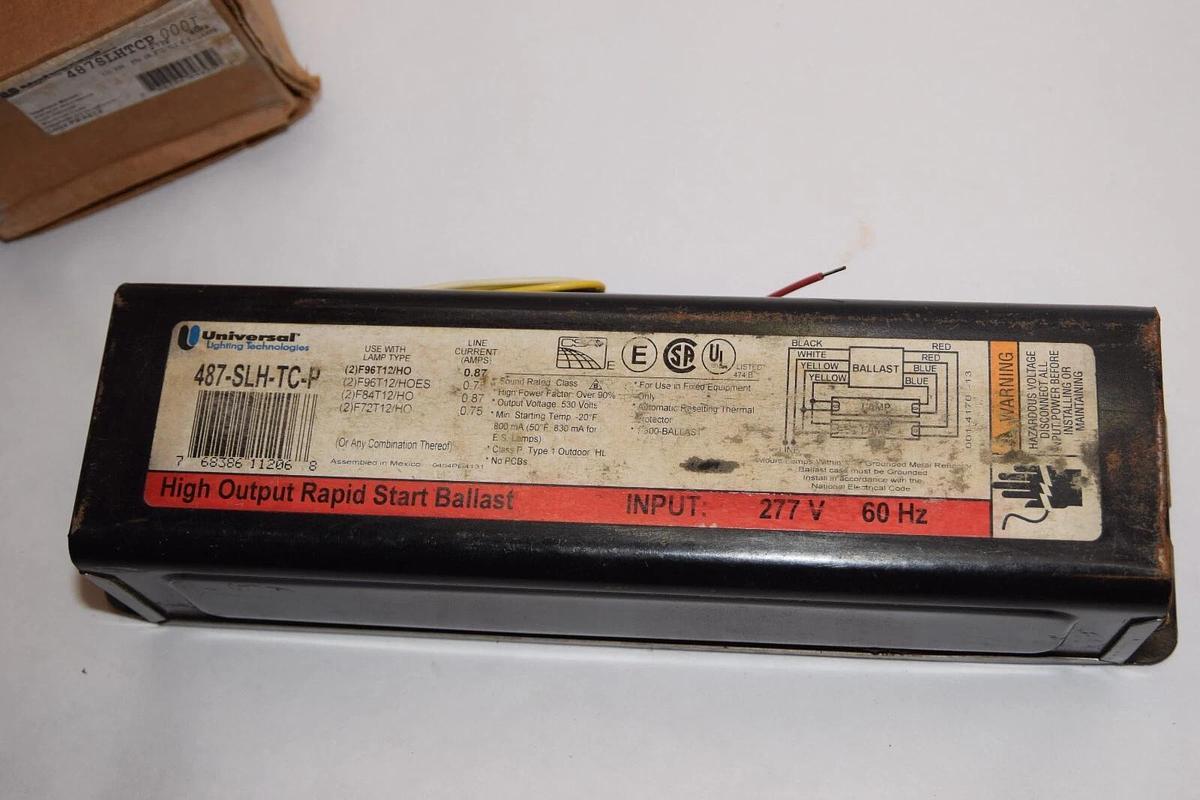 (NEW) UNIVERSAL LIGHTING TECH. 487-SLH-TC-P 277V High Output Rapid Start Ballast