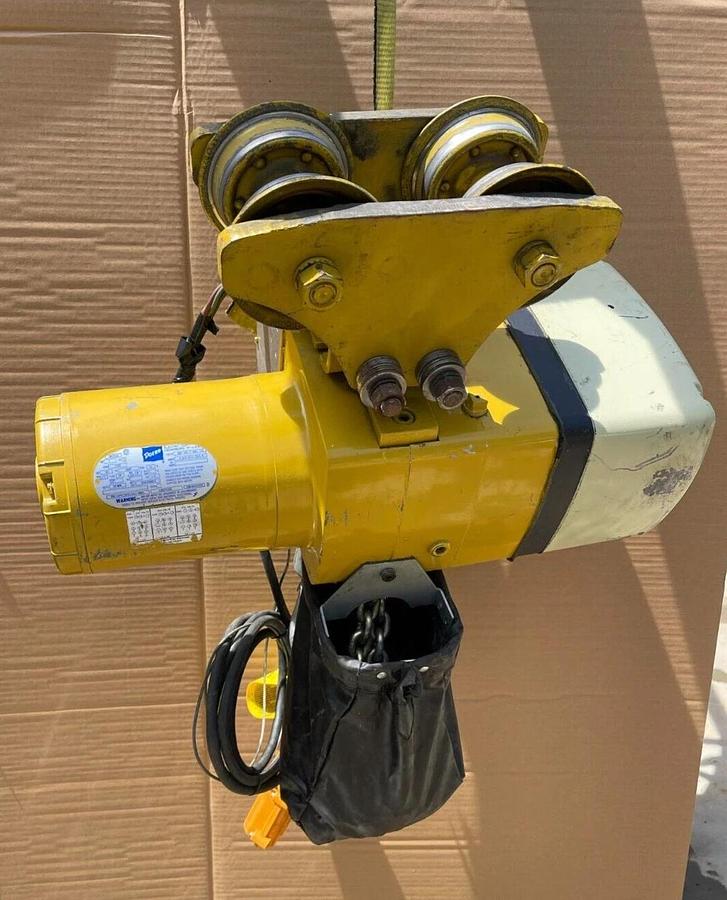 Used Yale 1 Ton 2000lb Chain Hoist KEL1-10LG15S1 KEL110LG15S1 575v 3ph w trolley KEL1