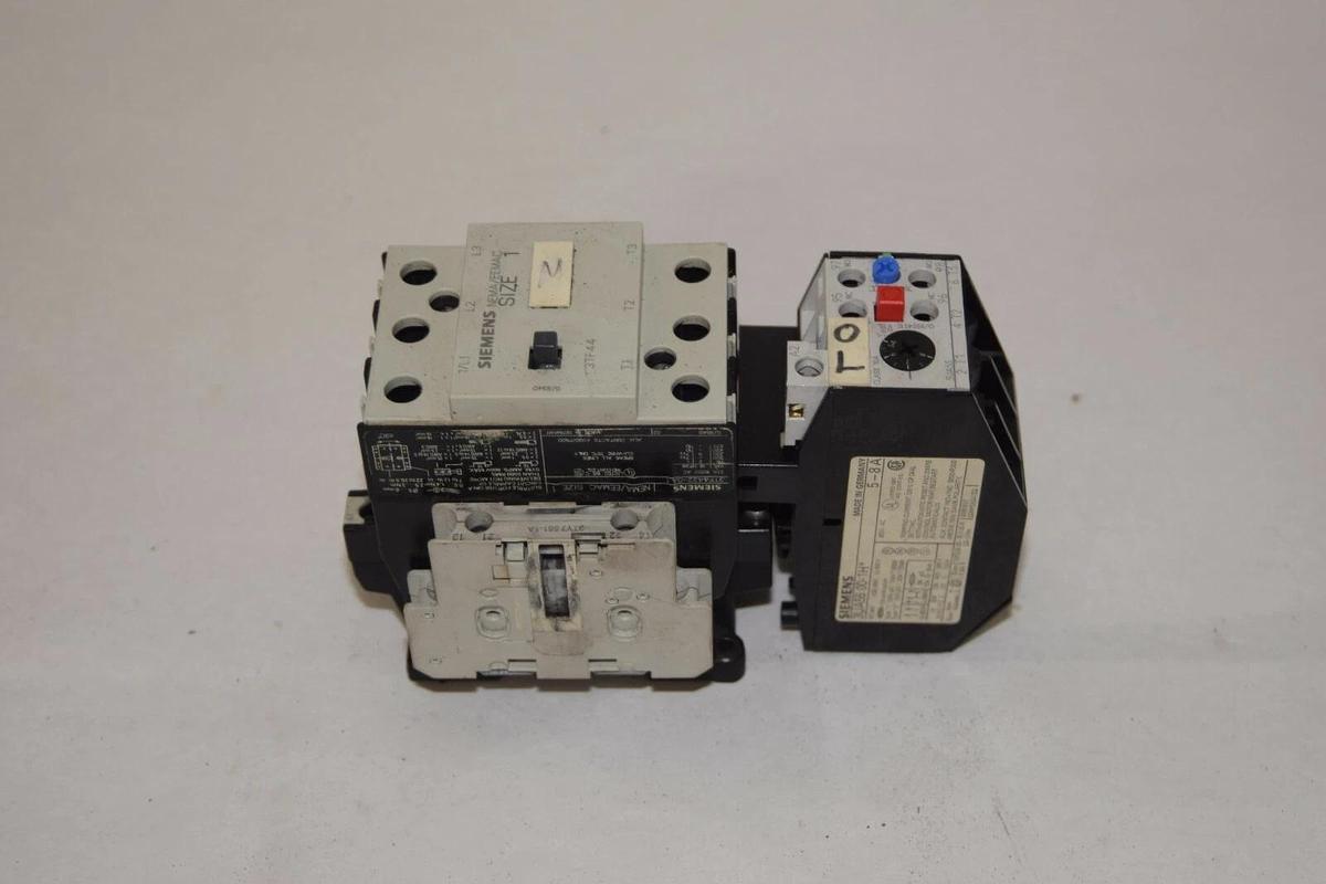 Used SIEMENS 3TF4422-0A..1 Sz Size 1 Starter 110/120v coil w/ Relay 3UA55 00-1H* 5-8A