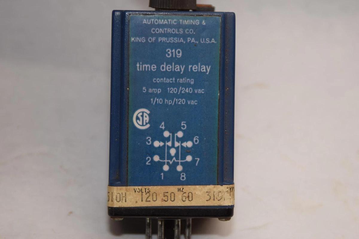 Used AUTOMATIC TIMING & CONTROLS CO. 319 5A 120/240Vac 0-30sec Time Delay Relay