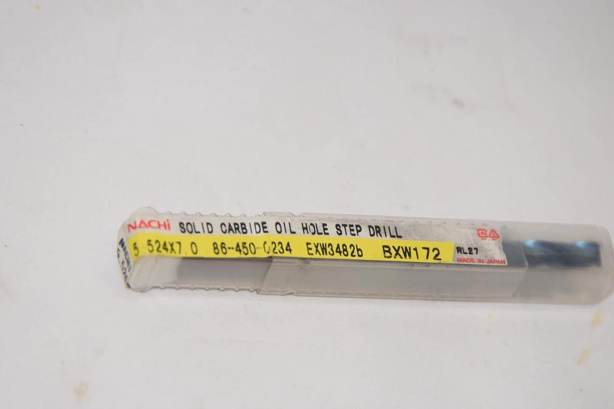 (NEW) NACHI 5.524x7.0 86-450-0234 EW3482b Solid Carbide Oil Hole Step Drill Bit