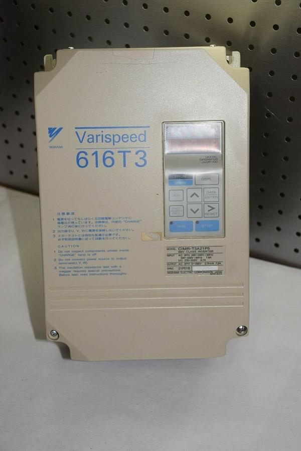 Used Yaskawa Varispeed 616T3 CIMR-T3A21P5 200V Class Inverter Drive 7.2 Amp 230Vac
