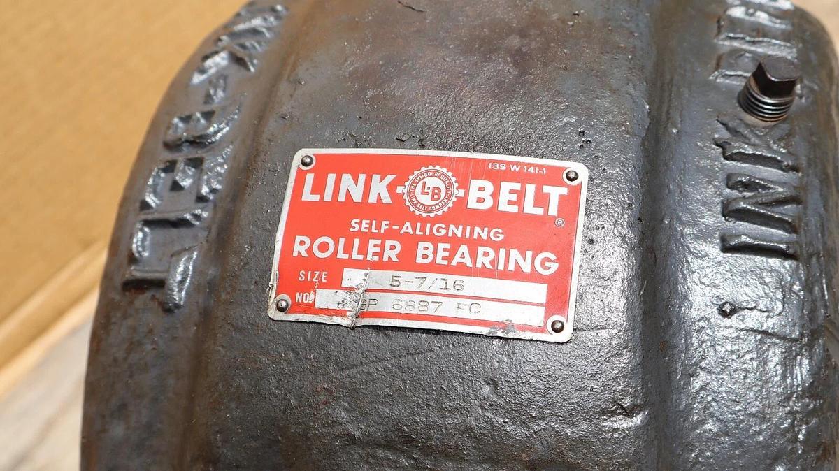 Link Belt Split Pillow Block Housing w/ Bearing 5-7/16" GP6887FC S32 NOS