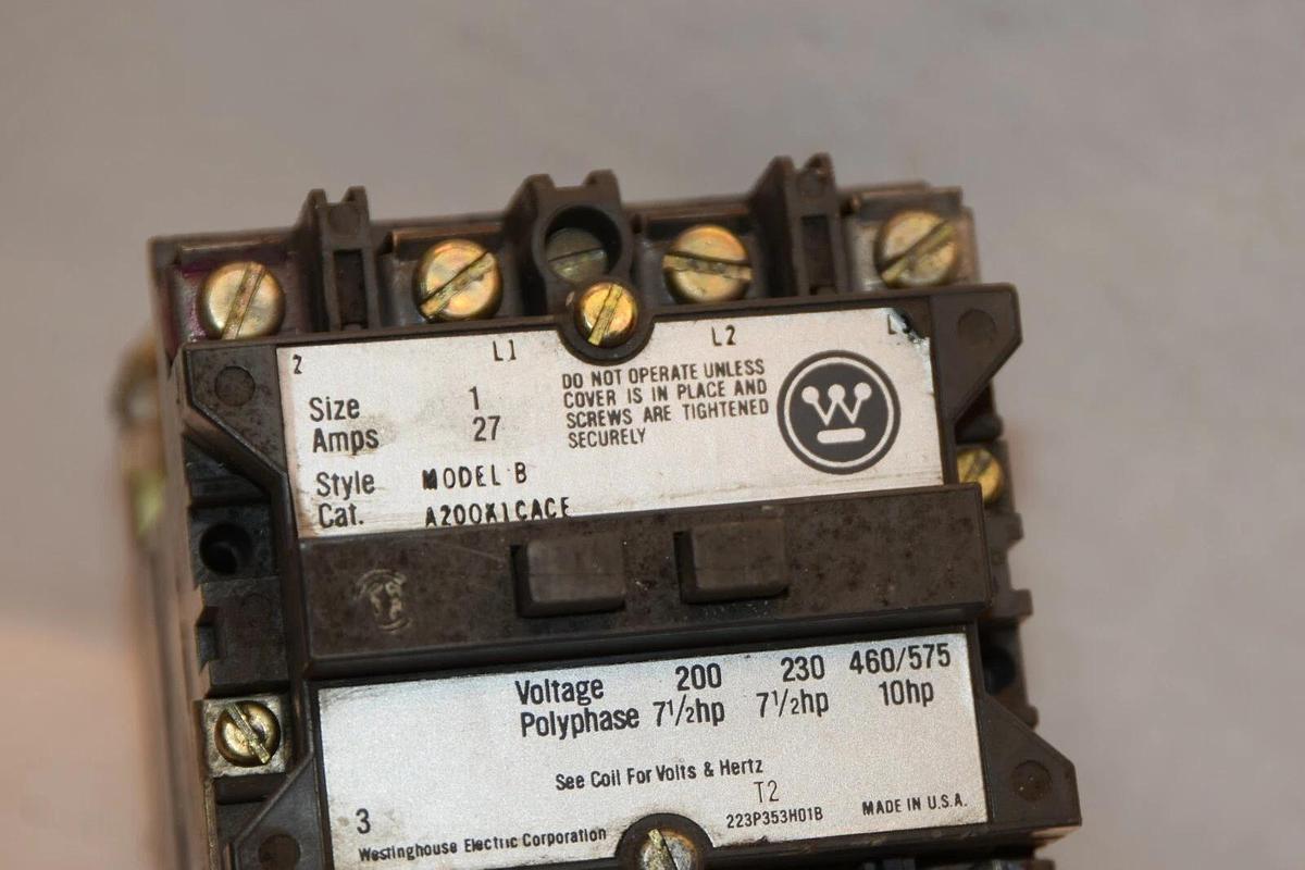 Used WESTINGHOUSE A200X1CACE 27A Size 1 200V 110/120V Coil Contactor