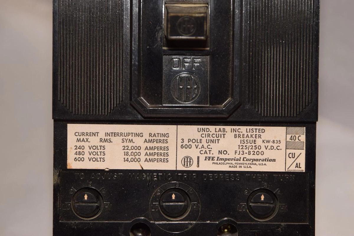 Refurbished General Electric GE Breaker FJ3B200 FJ3-B200 200amp 200 A 3p 600v *refurb*