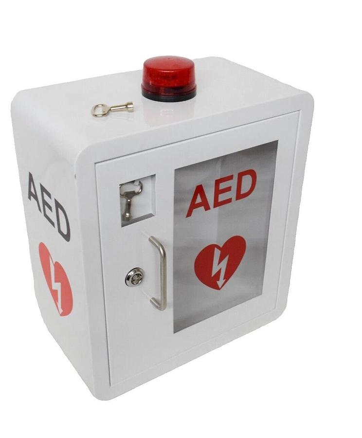 (New) Wall Mount AED Defibrillator Cabinet With Strobe Light & 2 Keys