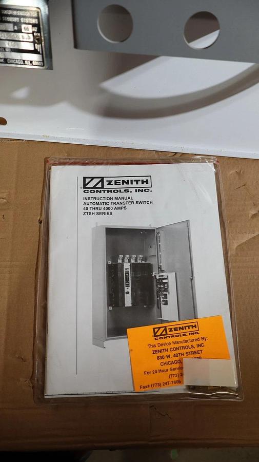 Used Zenith Automatic Transfer Switch ZTSH8EX-5 ZTSH8EX5  80a 80 Amp 480v 3ph K2119