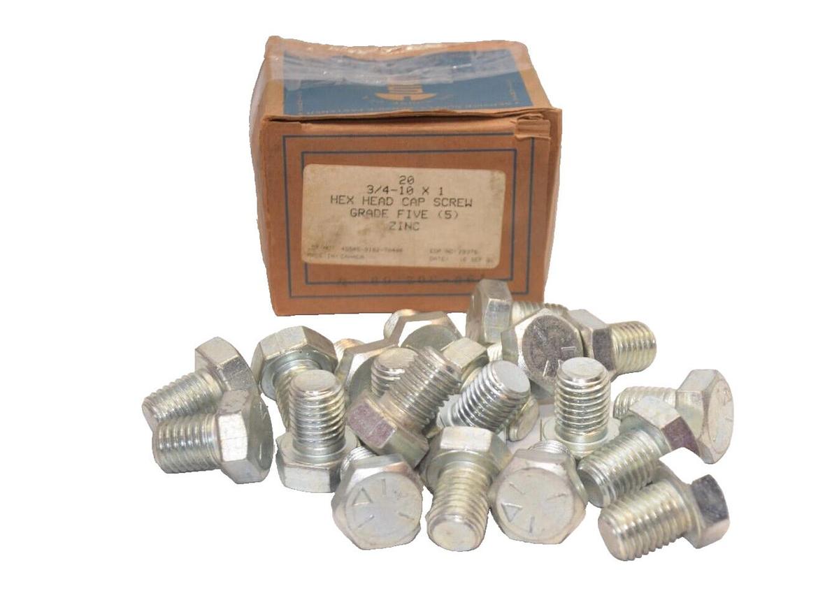 NEW (lot 20) THE HOUSE OF MILLION SCREWS 3/4-10 x 1 Grade 5 Hex Head Screw bolts