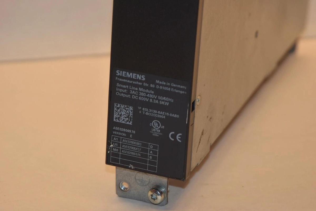 Used Siemens 6SL3130-6AE15-0AB0 Sinamics Ver. E Smart Line Module 8.3A 480V 50/60hz