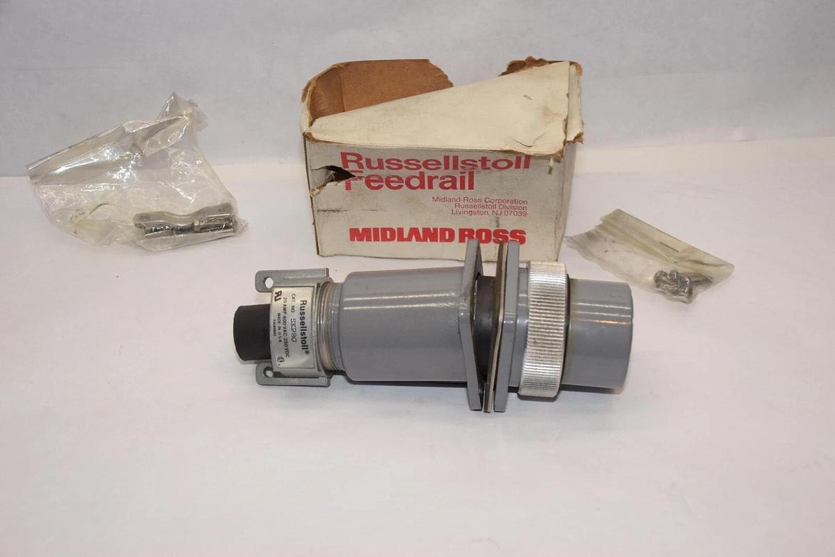 (NEW) RUSSELLSTOLL SKP8G , F22040Q 20Amp 600Vac 250Vdc EverLok Plug