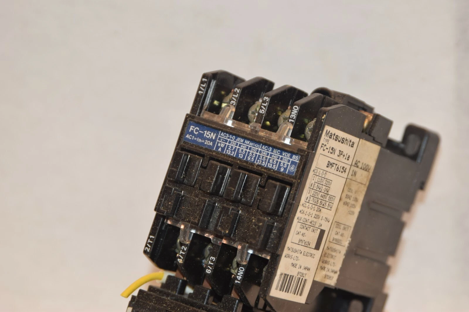 Used MATSUSHITA FC-15N STARTER W/ FT-15N RELAY 0.95A-1.45A 100-110V AC 50/60Hz COIL
