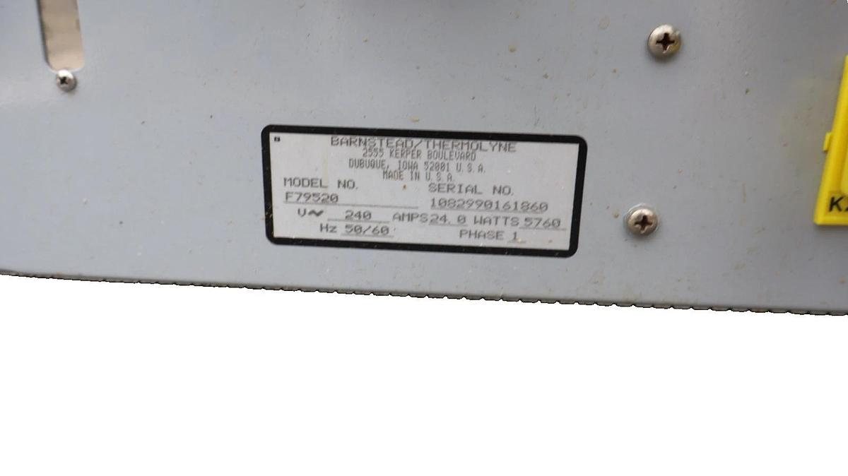 Used Barnstead Thermolyne Tube Furnace 79500 F79520 240V 24A Amp 1P