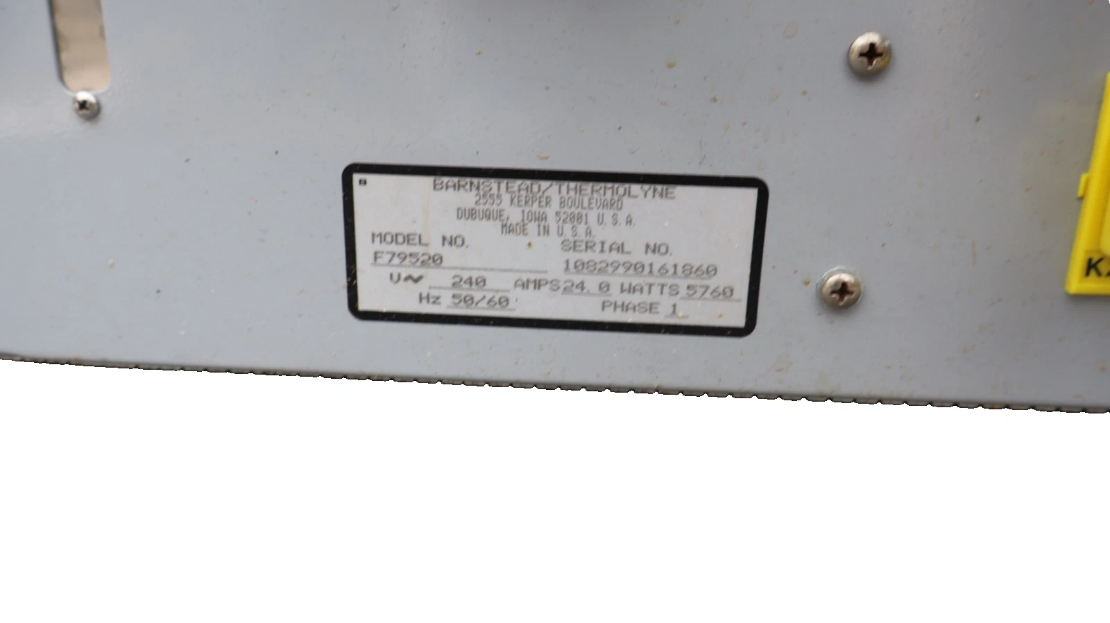 Used Barnstead Thermolyne Tube Furnace 79500 F79520 240V 24A Amp 1P
