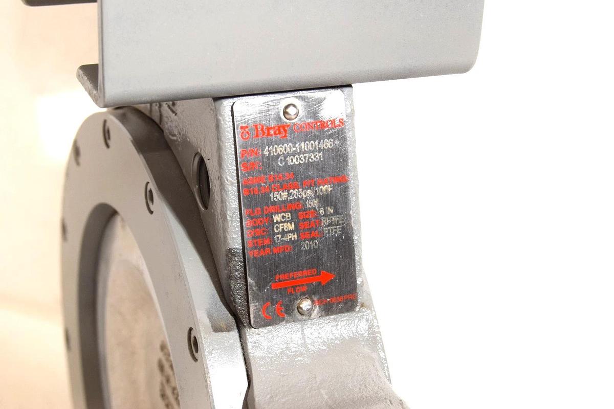 BRAY CONTROLS 6" Butterfly Valve 410600-11001466 CF8M 40-6-580 150# (NEW)