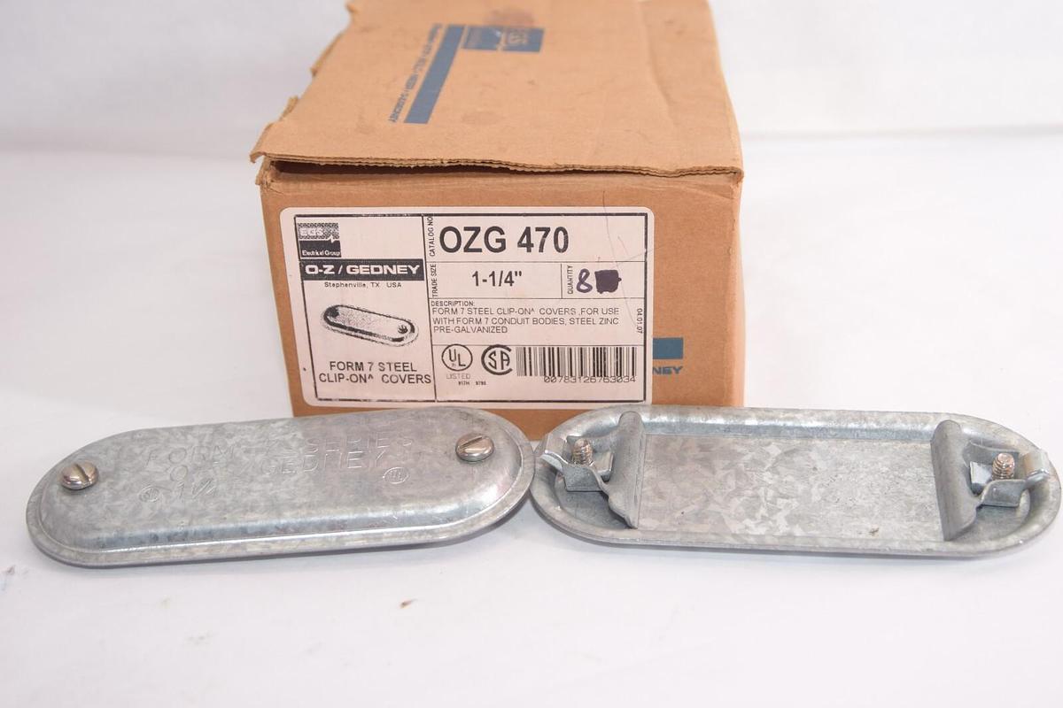 (NEW - Box of 8) O-Z / GEDNEY OZG 470 1-1/4" Steel Conduit Cover