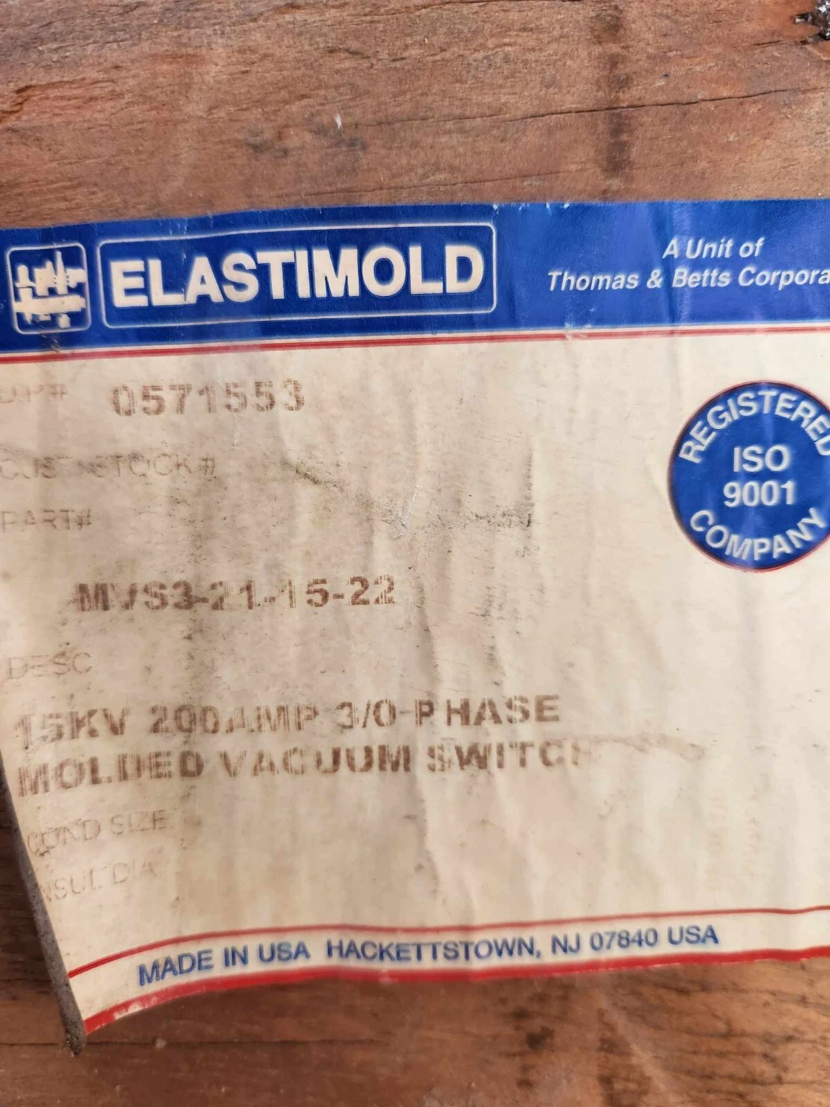 Elastimold Molded Vacuum Switch 15kv MVS3-21-15 MVS3-21-15-22 200Amp 200A (NEW)