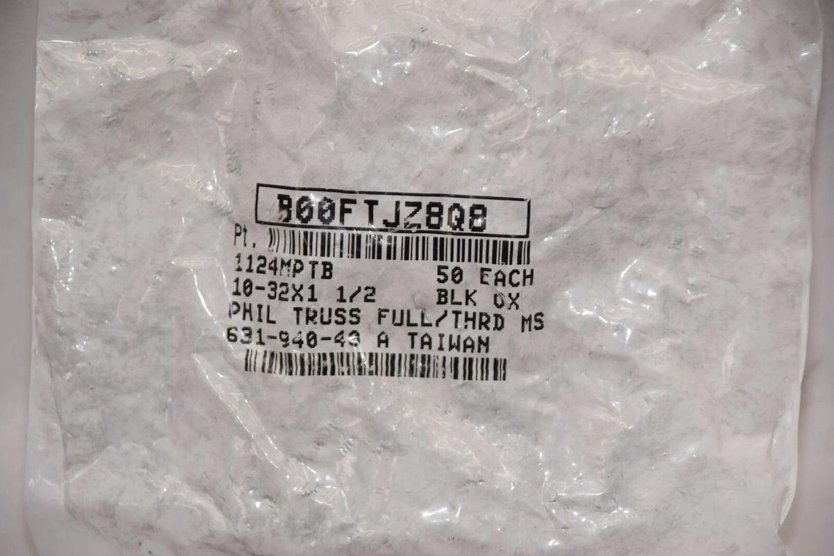 (NEW - Pack of 50) 10-32 x 1-1/2 Philips Truss Screw Full Thread Black Oxide