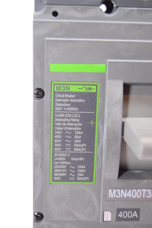 Noark Circuit Breaker 400A M3N M3N400T3LBE 400 Amp 3P 600c 50/60hz (NEW)