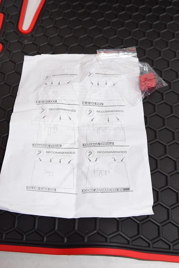 (NEW) MATERICUO X0033JVJD Full Coverage Custom Fit Golf Cart Floor Liner Mat Red