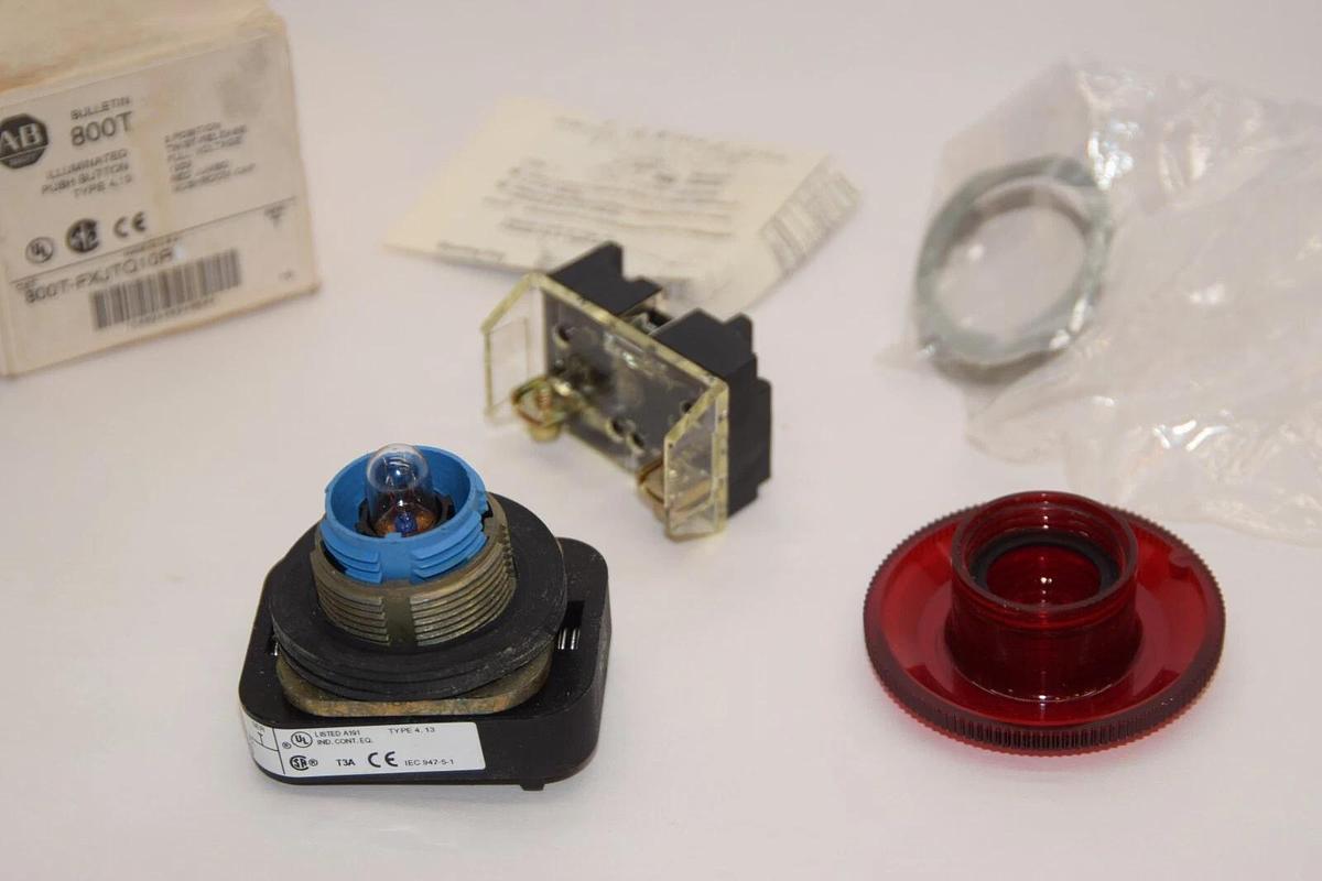 (NEW) ALLEN BRADLEY 800T-FXJTQ10R Series T 2 Pos 120V Red Mushroom Push Button