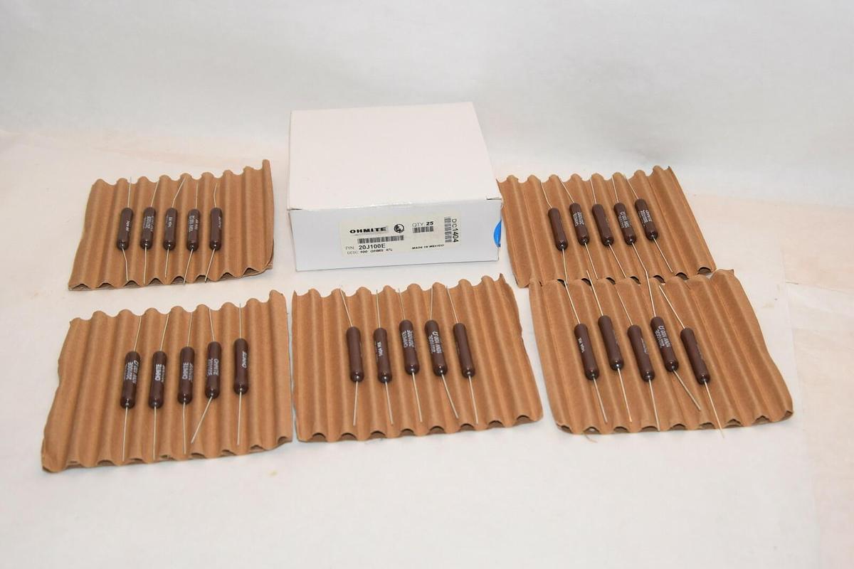 (Lot of 25) NEW Ohmite Resistor 20J100 10W 10 Watt 100 ohms 100Ω 5%