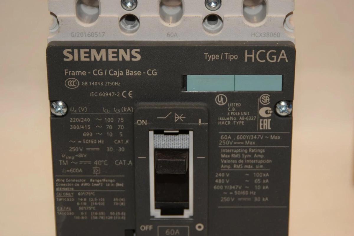 Siemens HCGA 60A 60 Amp A Breaker HCX3B060 3VL1106-2KM30-0AA0 (NEW Takeout)