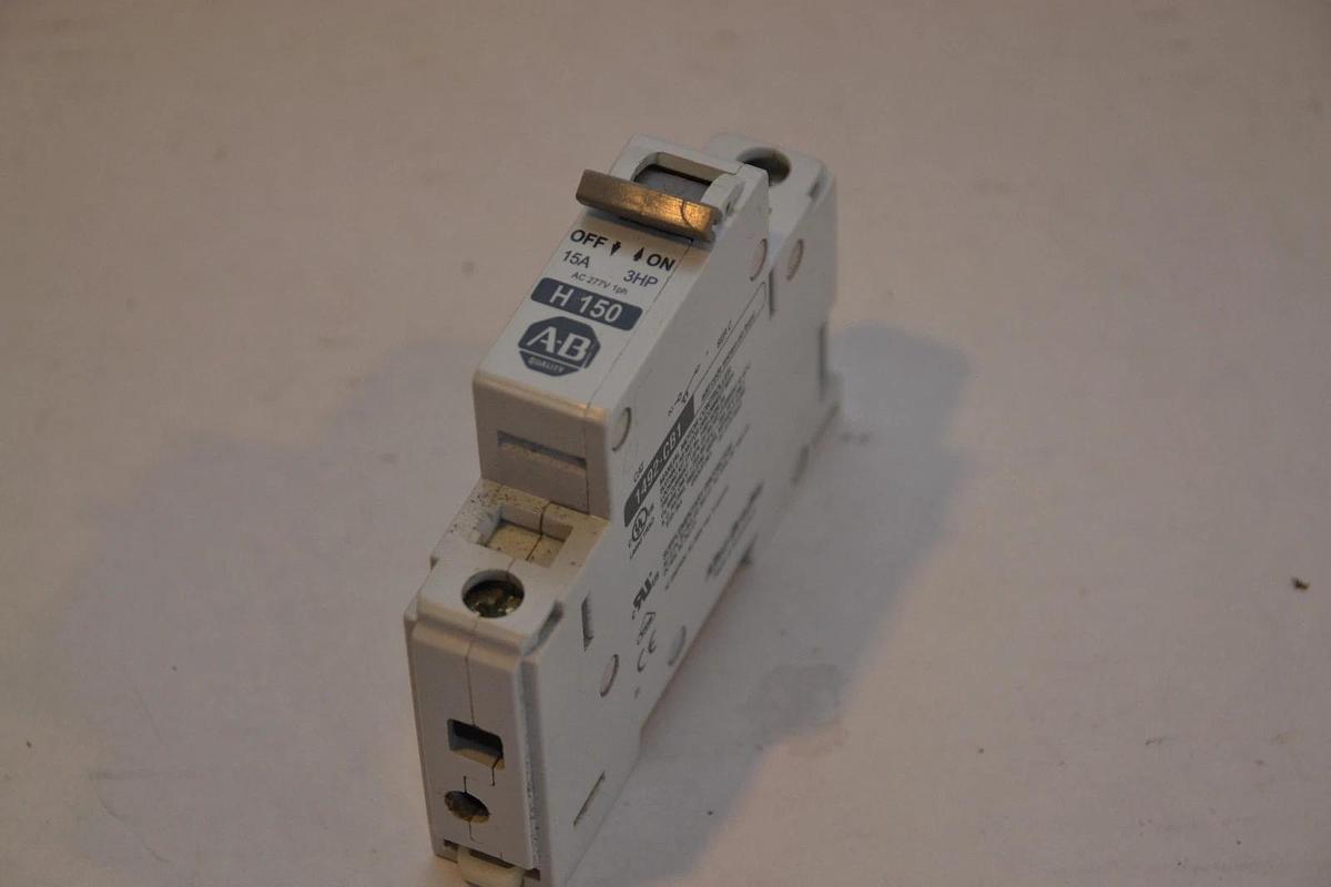 Used Allen Bradley 1492-CB1 H150 H 150 Circuit Breaker 15A 15 Amp 3hp 277vac 1ph