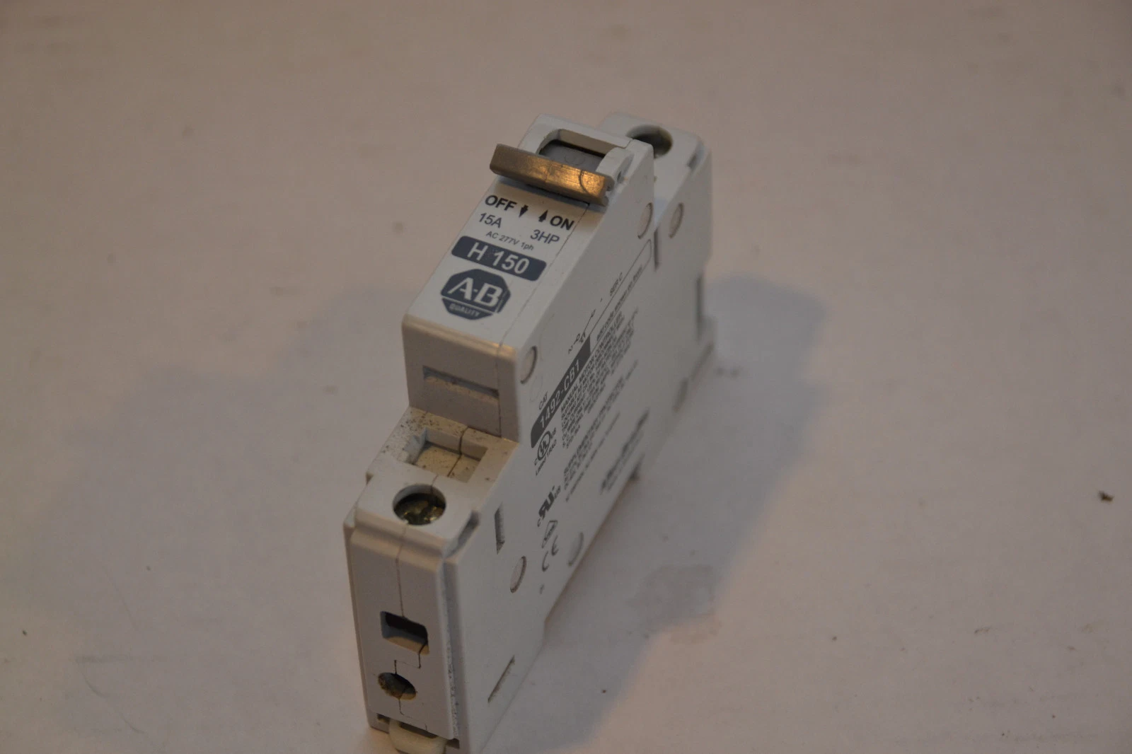 Used Allen Bradley 1492-CB1 H150 H 150 Circuit Breaker 15A 15 Amp 3hp 277vac 1ph