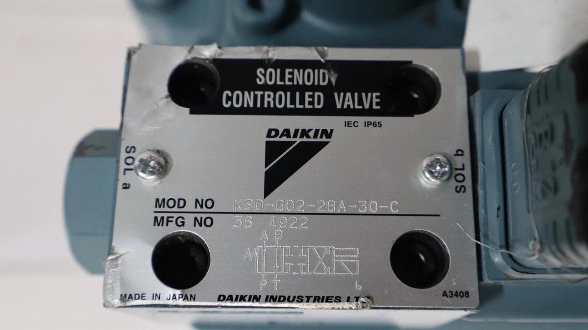 Daikin  Hydraulic Piston Pump V38C13RJAX-95 w/ Solenoid KSO-G02-2BA-30-C (NEW)