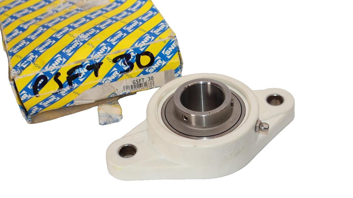 SNR GSFT.30 , MUC206FD 2-Bolt Thermoplastic & Stainless Bearing (NIB)