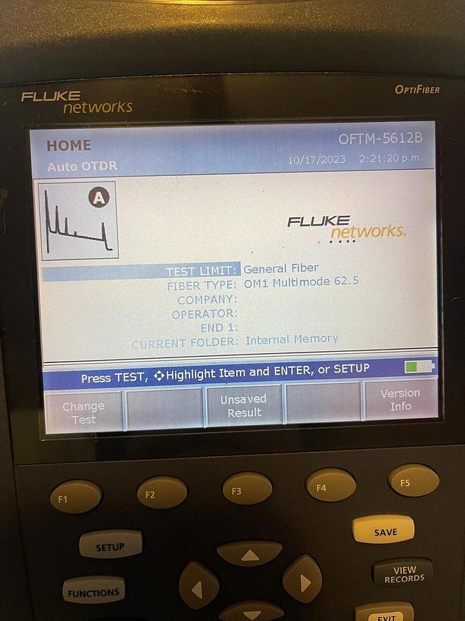 Used Fluke OF-500 OptiFiber OTDR Optical Fiber Analyzer OFTM-5612B MM Module *AS IS*