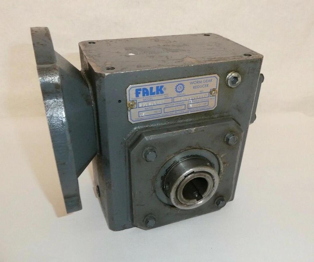 Used FALK 206WBQM1 15:1 Ratio 56 Motor Frame 1.58HP 1" / 5/8" Worm Gear Reducer
