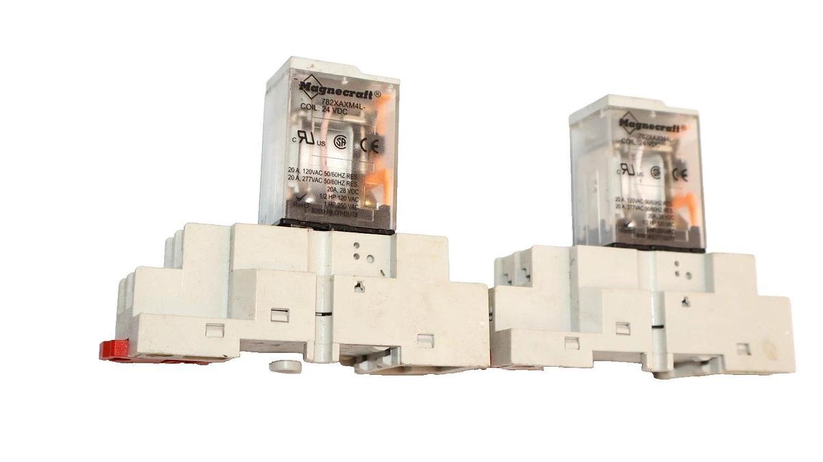 Used Magnecraft 782XAXM4L 24V Coil Relay With Base 70-782D8-1 (Lot of 2)