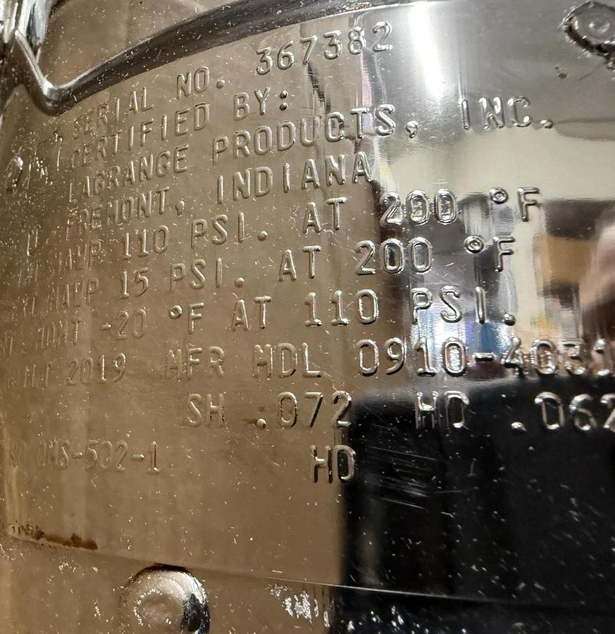 Used Binks 0910-4031 SS 2.8 Gal Steel Pressure Tank w/ Gast air Agitation