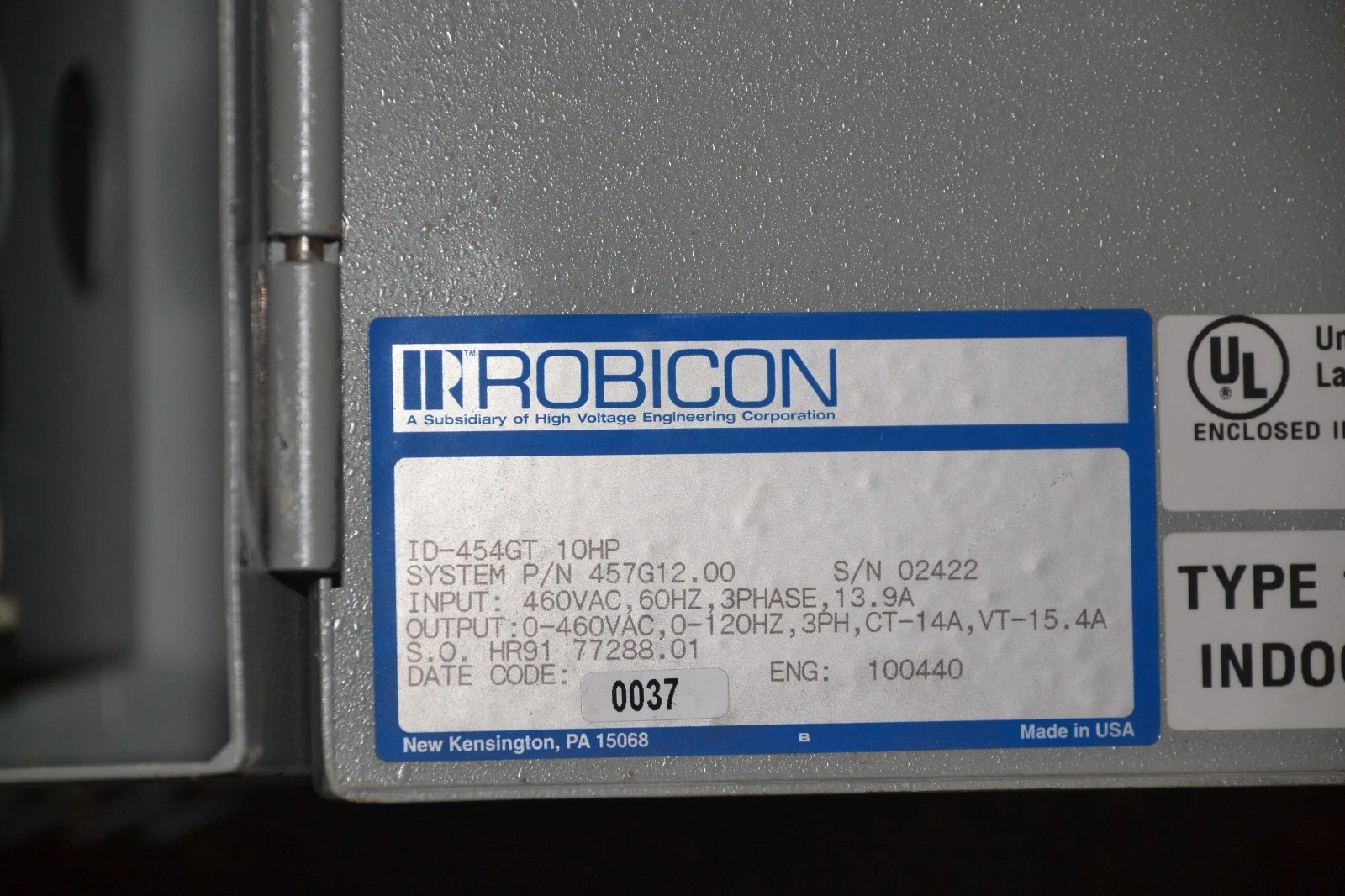 Used ROBICON 10HP 10hp AC DRIVE ID-454GT 3PH 460V 457G12.00