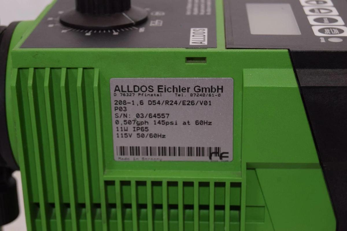 Used Alldos Eichler Gmbh 208-1 , 6 D54/R24/E26/V01 P03 0507gph 145psi Metering Pump