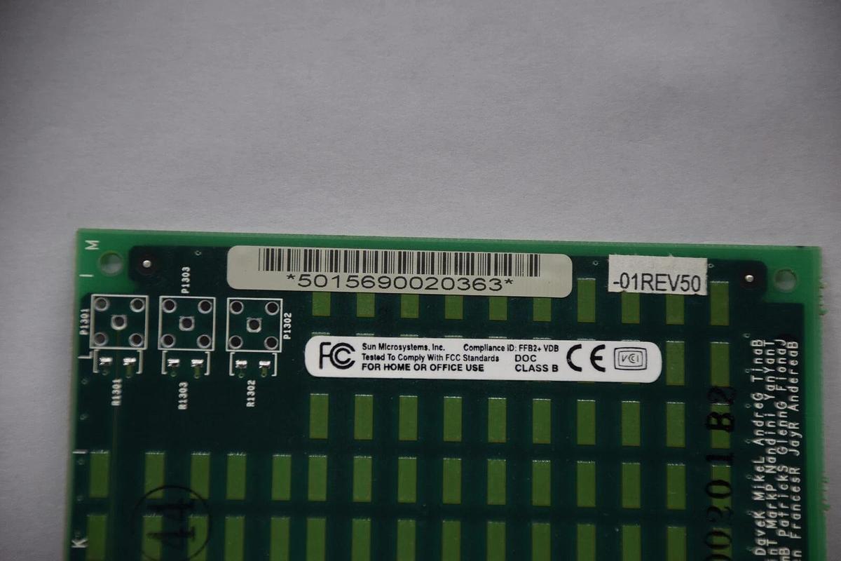 Used SUN MICROSYSTEMS INC. FFB2+VDB-01 FFB2+VDB-01 Rev 50 Circuit Board Card
