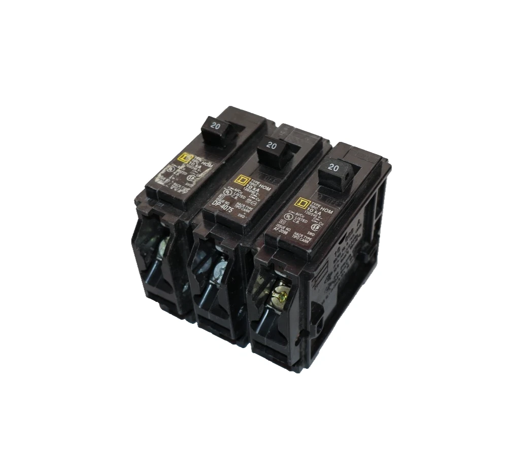 Used Square D Circuit Breaker 20A 20 Amp HOM120-U 1p 1  Pole(Lot of 3)