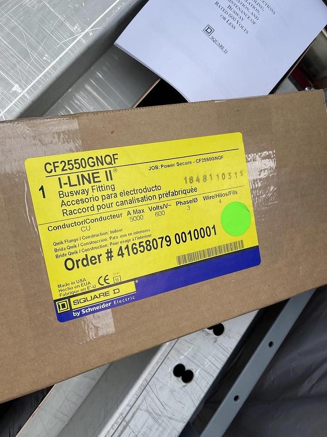 Square D 5000A 4 wire busway fitting  I-Line II CF2550GNQF 600v, 3p4W