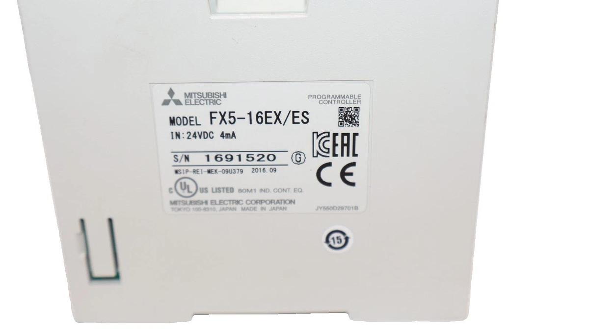 Used MITSUBISHI ELECTRIC FX5-16EX/ES , FX516EXES 24Vdc 4mA Prog. Controller *No Cover