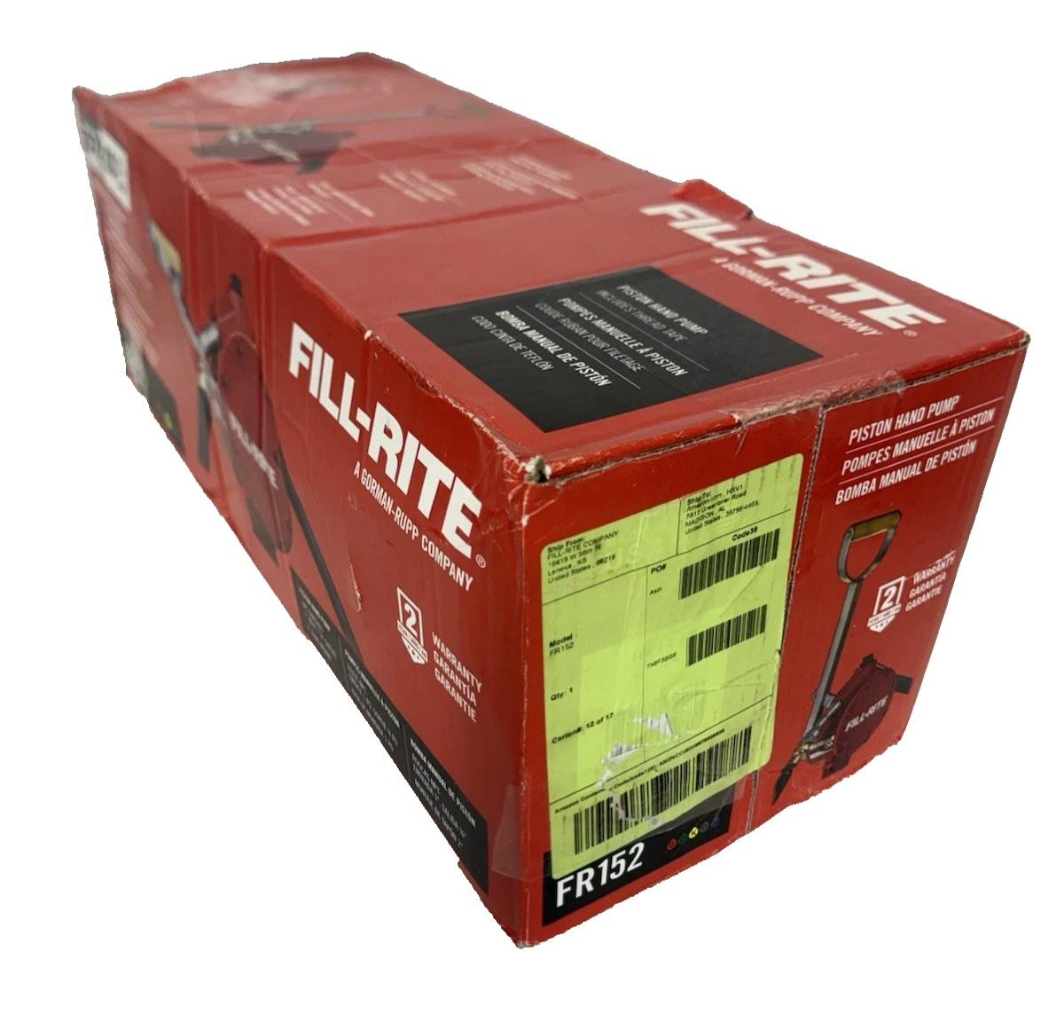 Fill-Rite FillRite 5200 Series Piston Hand Pump Hose & Nozzle FR152 20Gal (NEW)