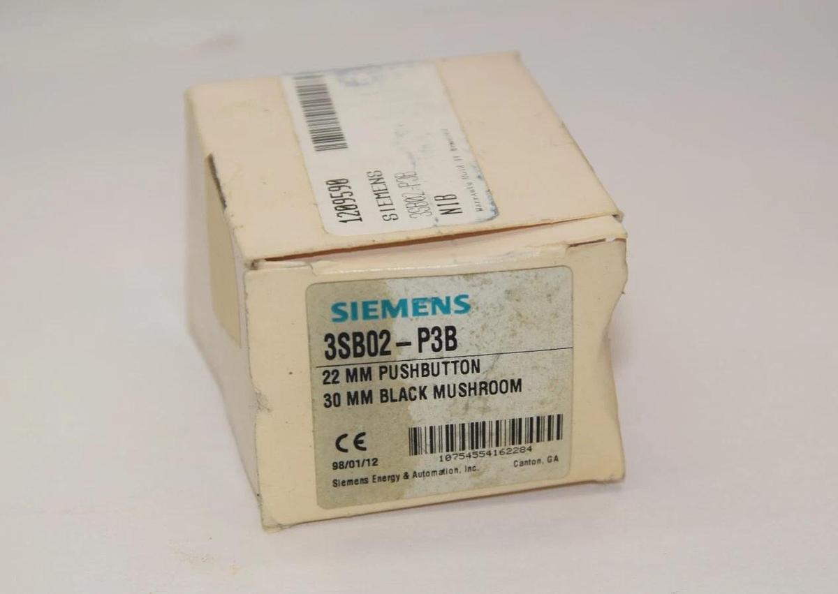 SIEMENS 3SB02-P3B 22mm Pushbutton 30mm Black Mushroom 3SB02P3B (NEW)